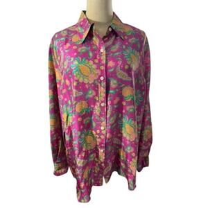 "Lauren Ralph Lauren"Silk Blouse SZ 2X‎ Paisleigh Whimsical Fairy Quiet Luxury